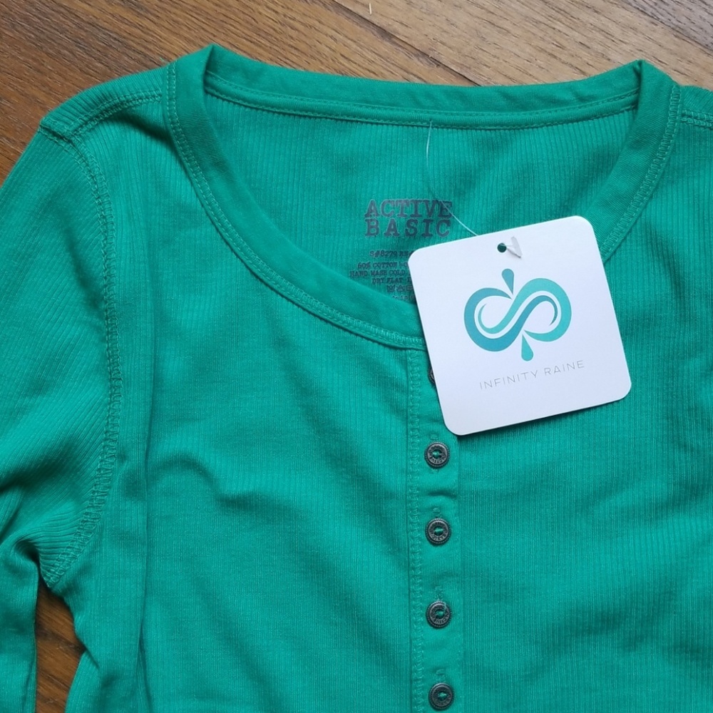 SOLD Infinity Raine active basic teal henley - Picture 2 of 2